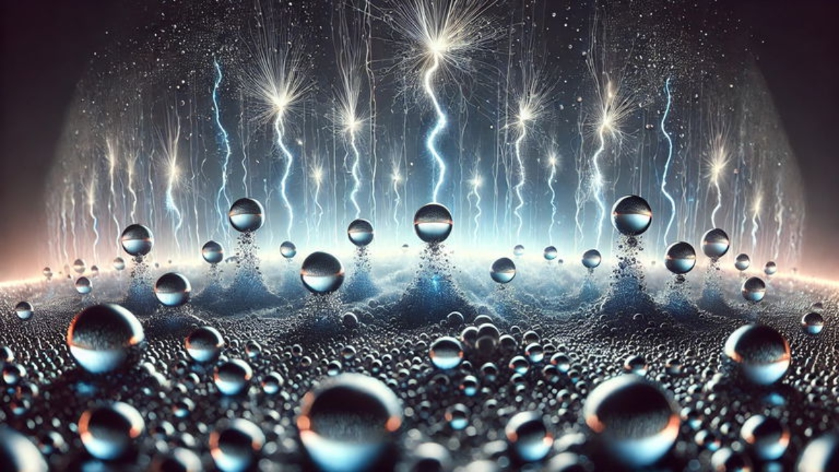 Microrrayos y gotas agua