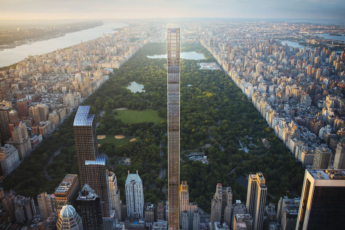 La Steinway Tower y detr&aacute;s Central Park en Nueva York