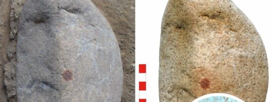 Imagen de la huella neandertal obtenida mediante el análisis multiespectral del punto rojo. CSIC