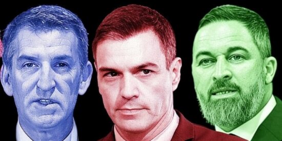 Alberto Núñez Feijóo, Pedro Sánchez y Santiago Abascal.