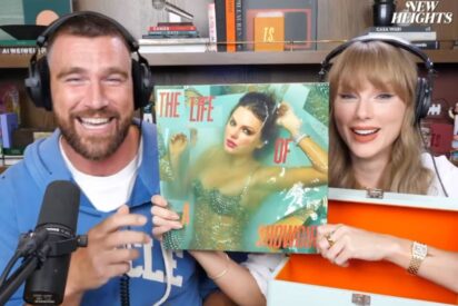 Taylor Swift enseña su nuevo albún a Travis Kelce,k en New Height podcast