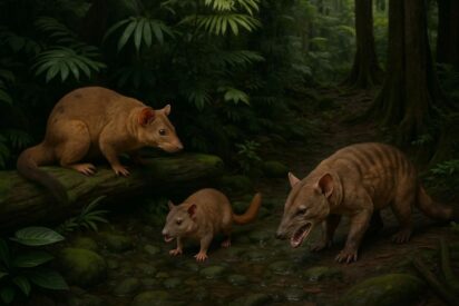Los tres nuevos marsupiales carnívoros descubiertos en Australia: Exosmachus robinbecki, Chitinodectes wessechresti y Protamalleus stevewroei,