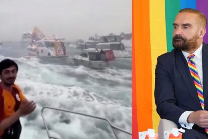 Aficionados del Galatasaray que Euprepio Padula confundió con incondicionales palestinos.