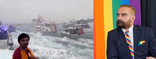 Aficionados del Galatasaray que Euprepio Padula confundió con incondicionales palestinos.