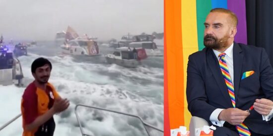 Aficionados del Galatasaray que Euprepio Padula confundió con incondicionales palestinos.