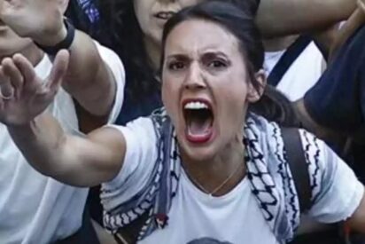 Irene Montero grita contra Israel, en la Vuelta ciclista a España