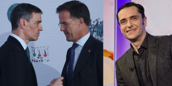 Pedro S&aacute;nchez, Mark Rutte y David Alandete.
