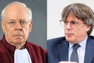 El abogado general del Tribunal de Justicia de la Unión Europea (TJUE), Dean Spielmann y Carles Puigdemont.