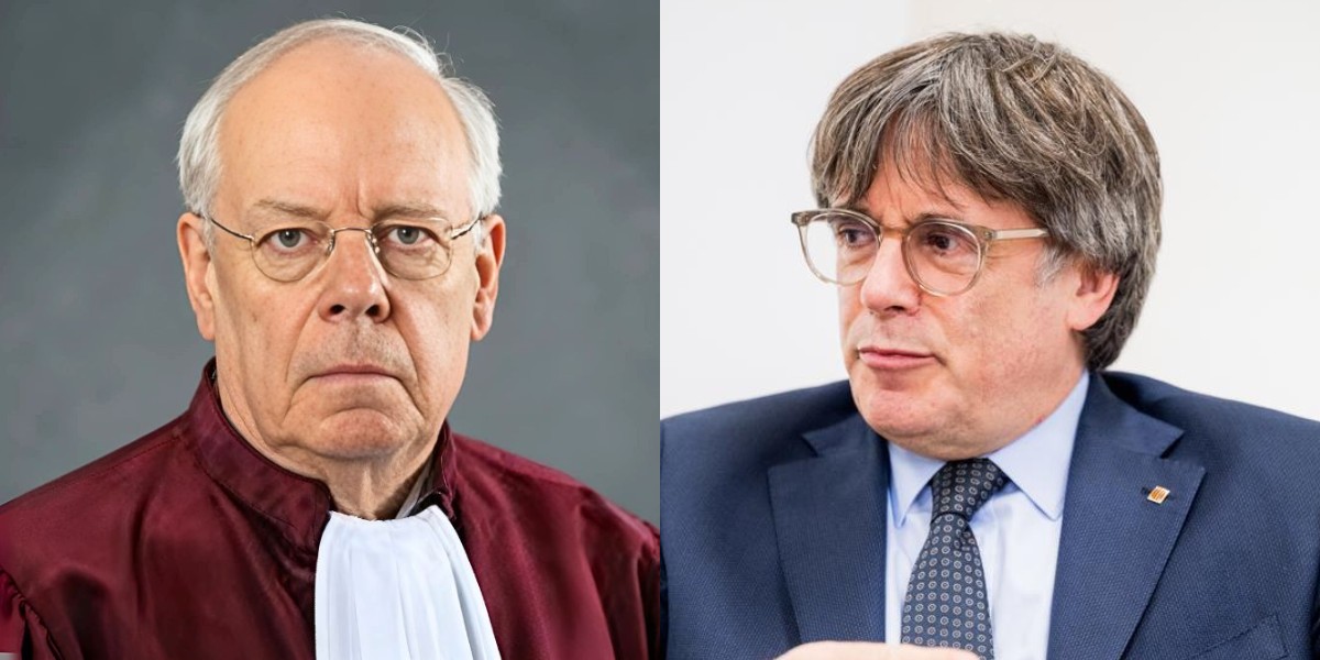 El abogado general del Tribunal de Justicia de la Unión Europea (TJUE), Dean Spielmann y Carles Puigdemont.