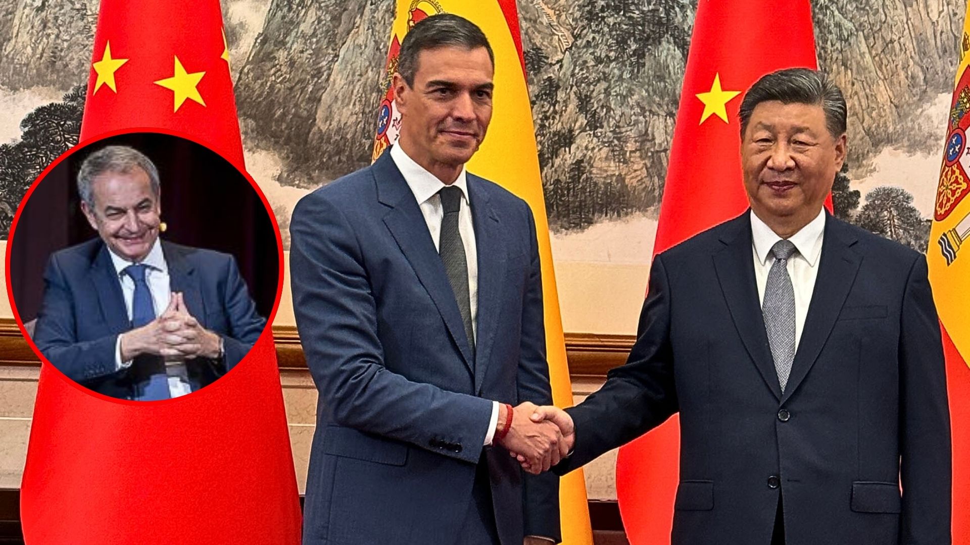 Jos&eacute; Luis Rodr&iacute;guez Zapatero, Pedro S&aacute;nchez y Xi Jinping 