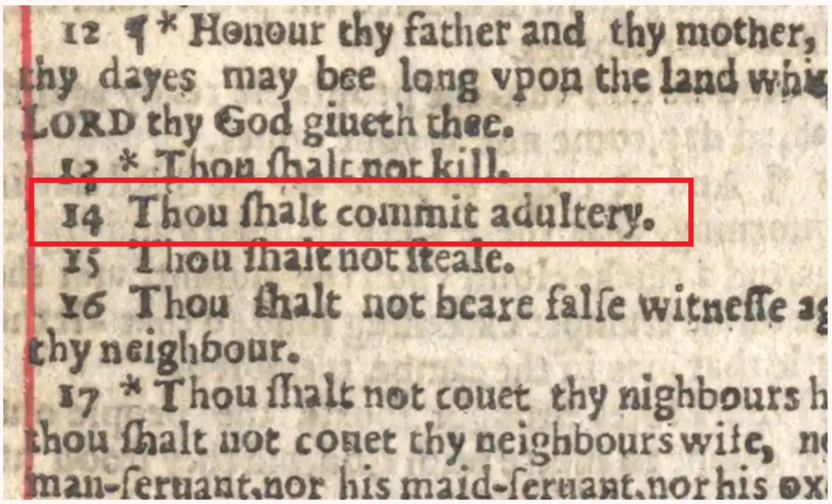 La errata en la "Biblia Malvada&rdquo; de 1631