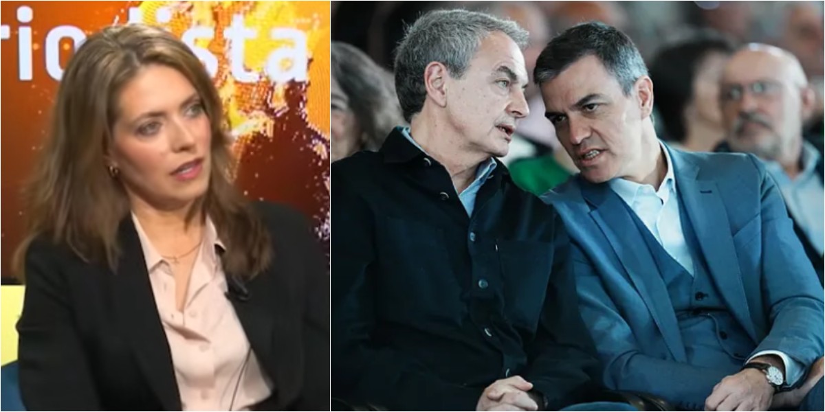 Irene Gonz&aacute;lez mira a Zapatero y S&aacute;nchez con caras terribles.