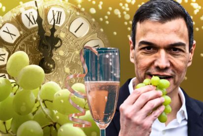 Las 12 campanadas de S&aacute;nchez: amiguetes en la c&aacute;rcel, familia en capilla y un 2026 color hormiga