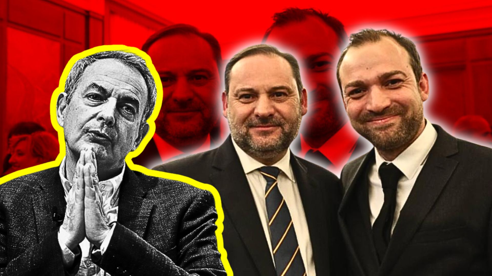 José Luis Ábalos con su hijo Víctor y José Luis Rodríguez Zapatero