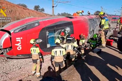 Tren de Iryo tras descarrilar en Adamuz (C&oacute;rdoba).