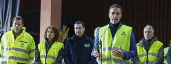 Sánchez, Puente, Marlaska, Moreno y Montero en Adamuz