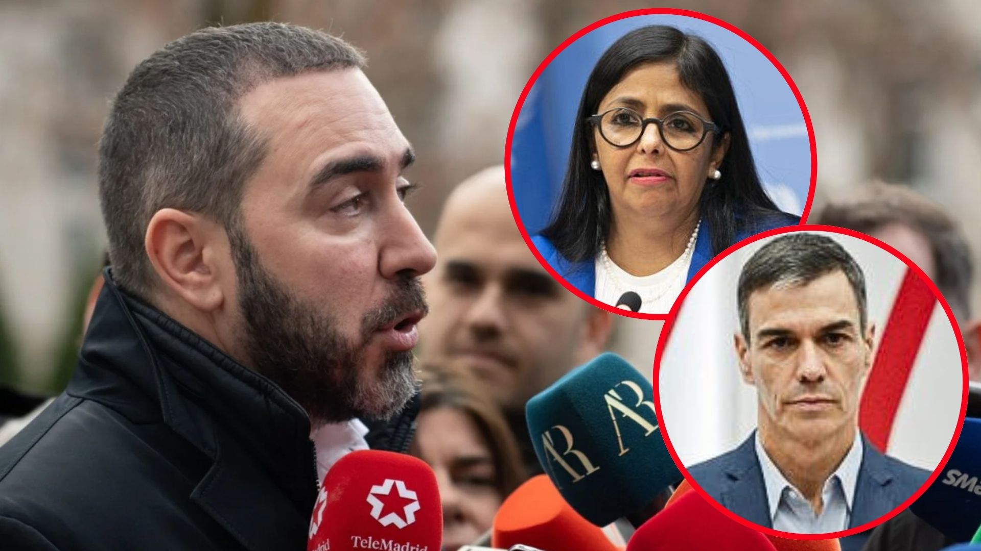 Víctor de Aldama, Delcy Rodríguez, Pedro Sánchez