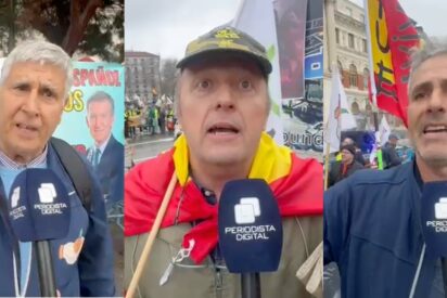 Varios agricultores en la manifestaci&oacute;n de Madrid.