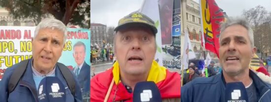 Varios agricultores en la manifestaci&oacute;n de Madrid.