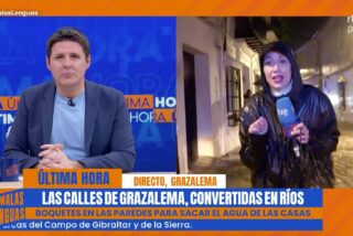 Jes&uacute;s Cintora y la reportera de TVE cubriendo las riadas en Grazalema.