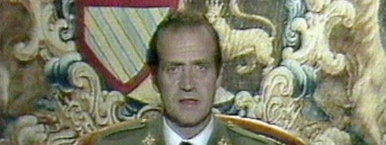 El rey Juan Carlos I en su intervención por televisión la noche del golpe de Estado del 23F