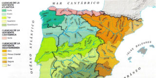 Mapa de cuencas hidrográficas en España
