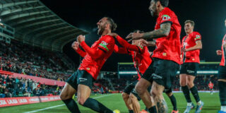 Muriqi celebrando un gol del Mallorca