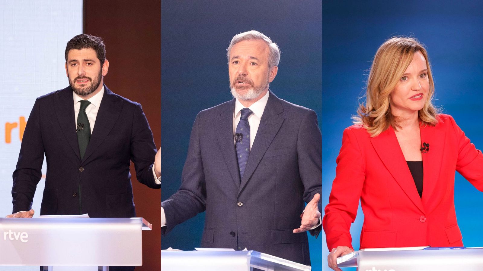 Alejandro Nolasco (VOX), Jorge Azc&oacute;n (PP) y Pilar Alegr&iacute;a (PSOE).