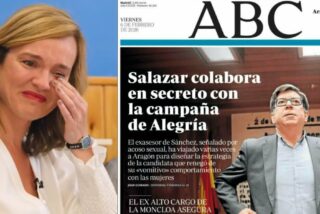 Pilar Alegr&iacute;a y la portada de 'ABC'.