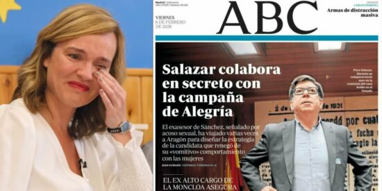 Pilar Alegr&iacute;a y la portada de 'ABC'.