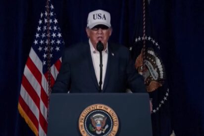 Trump en su declaraci&oacute;n de guerra a Ir&aacute;n este 28 de febrero. 