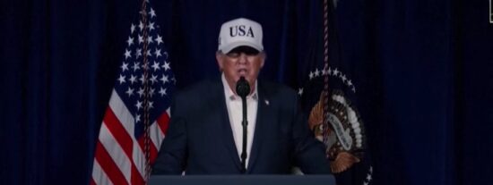 Trump en su declaraci&oacute;n de guerra a Ir&aacute;n este 28 de febrero. 