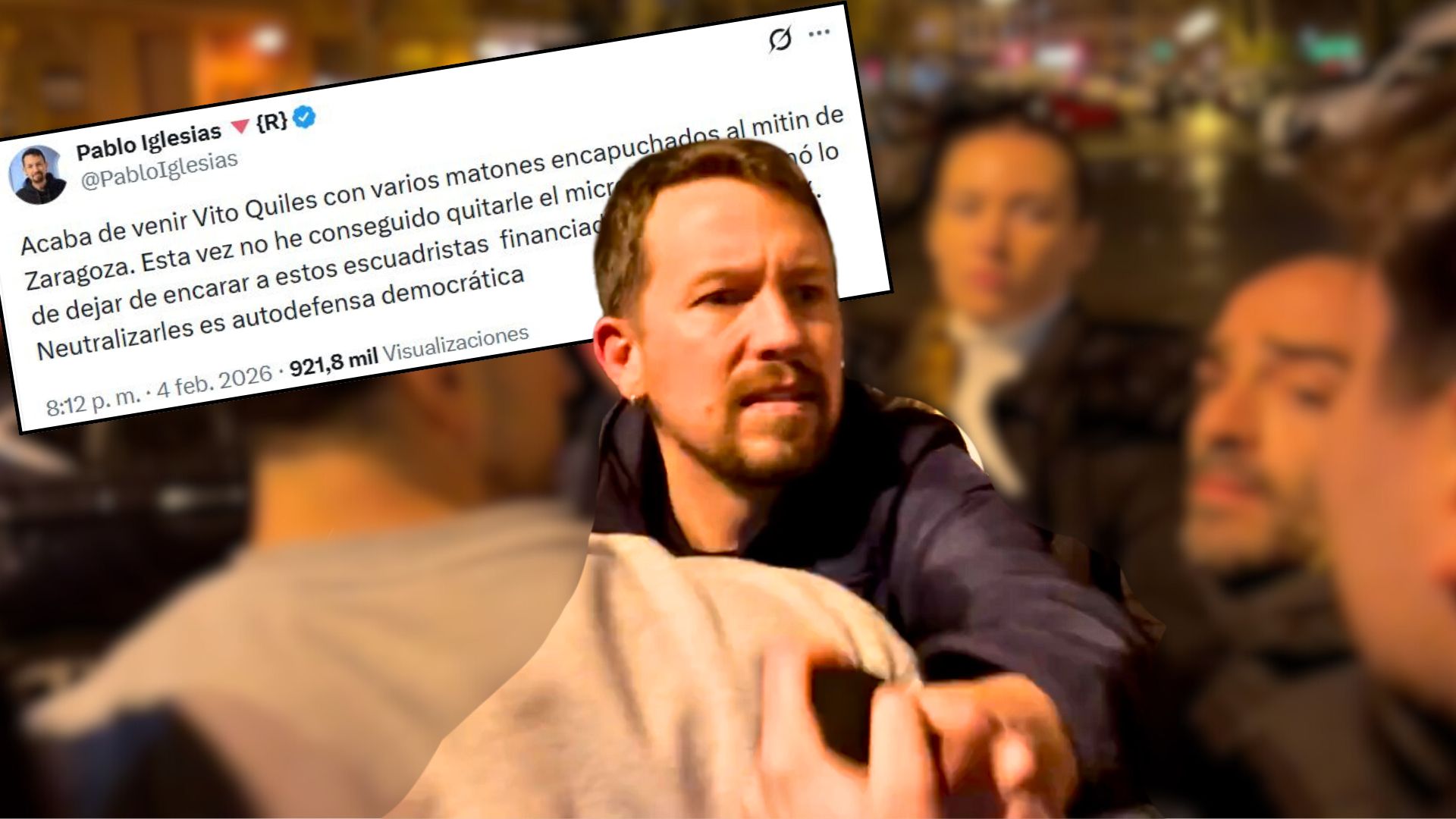 Pablo Iglesias &lsquo;lloriquea&rsquo; en redes despu&eacute;s de ponerse mat&oacute;n con Vito Quiles y le cae un buen &lsquo;jarabe democr&aacute;tico&rsquo;