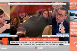 Eduardo Rubi&ntilde;o, portavoz adjunto de M&aacute;s Madrid y Alfonso Serrano, secretario general PP Madrid, en 'Espejo P&uacute;blico' (Antena 3)