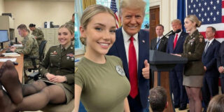 Jessica Foster con Donald Trump y Vladimir Putin, creada con IA