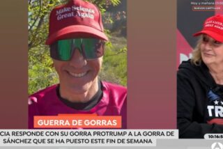 Una trumpista aparece en directo con la gorra de &lsquo;MAGA&rsquo; y despotrica lo m&aacute;s grande de S&aacute;nchez&hellip; &iexcl;por imitar a Trump!