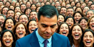 Pedro S&aacute;nchez y gente burl&aacute;ndose de &eacute;l