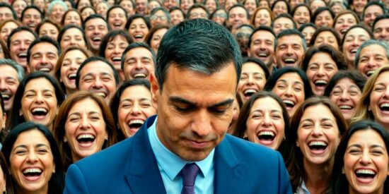 Pedro S&aacute;nchez y gente burl&aacute;ndose de &eacute;l