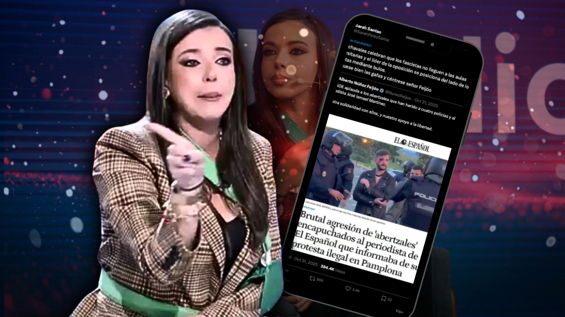 Así ‘celebraba’ Sarah Santaolalla la agresión al periodista de El Español por los radicales abertzales en Pamplona