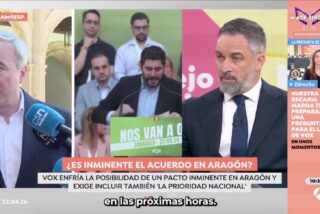 Santiago Abascal durante su entrevista en 'Espejo P&uacute;blico' (Antena 3).