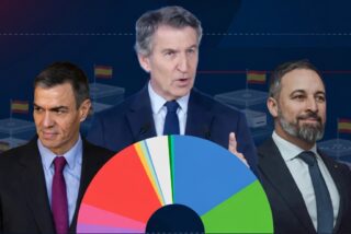 S&aacute;nchez (PSOE), Feij&oacute;o (PP) y Abascal (VOX)