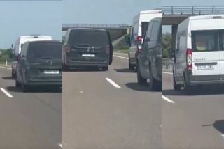 Tres fotogramas del incidente protagonizado por aficionados de la Raal Sociedad.