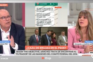 Jos&eacute; Zaragoza, diputado del PSOE y Paula Fraga, abogada en el plat&oacute; de 'Espejo P&uacute;blico' (Antena 3)
