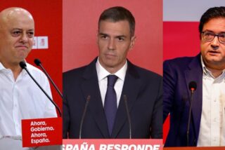 Od&oacute;n Elorza, Pedro S&aacute;nchez y &Oacute;scar L&oacute;pez.