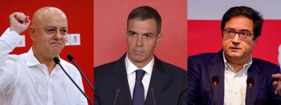 Od&oacute;n Elorza, Pedro S&aacute;nchez y &Oacute;scar L&oacute;pez.