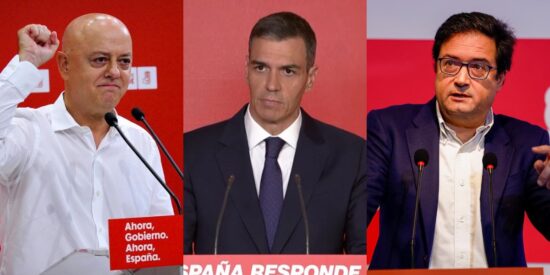 Od&oacute;n Elorza, Pedro S&aacute;nchez y &Oacute;scar L&oacute;pez.