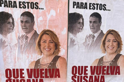 El cartel de Susana con Chiqui y Sánchez