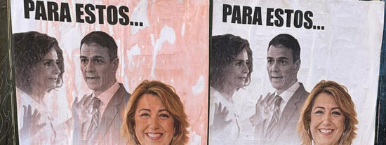 El cartel de Susana con Chiqui y Sánchez