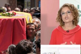 Funeral de los guardias civiles en Huelva y Mar&iacute;a Jes&uacute;s Montero durante el debate electoral en Canal Sur.