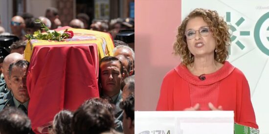 Funeral de los guardias civiles en Huelva y Mar&iacute;a Jes&uacute;s Montero durante el debate electoral en Canal Sur.